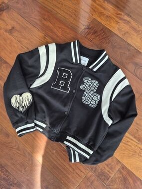 Bershka Varsity Letterman Jacket Black XS